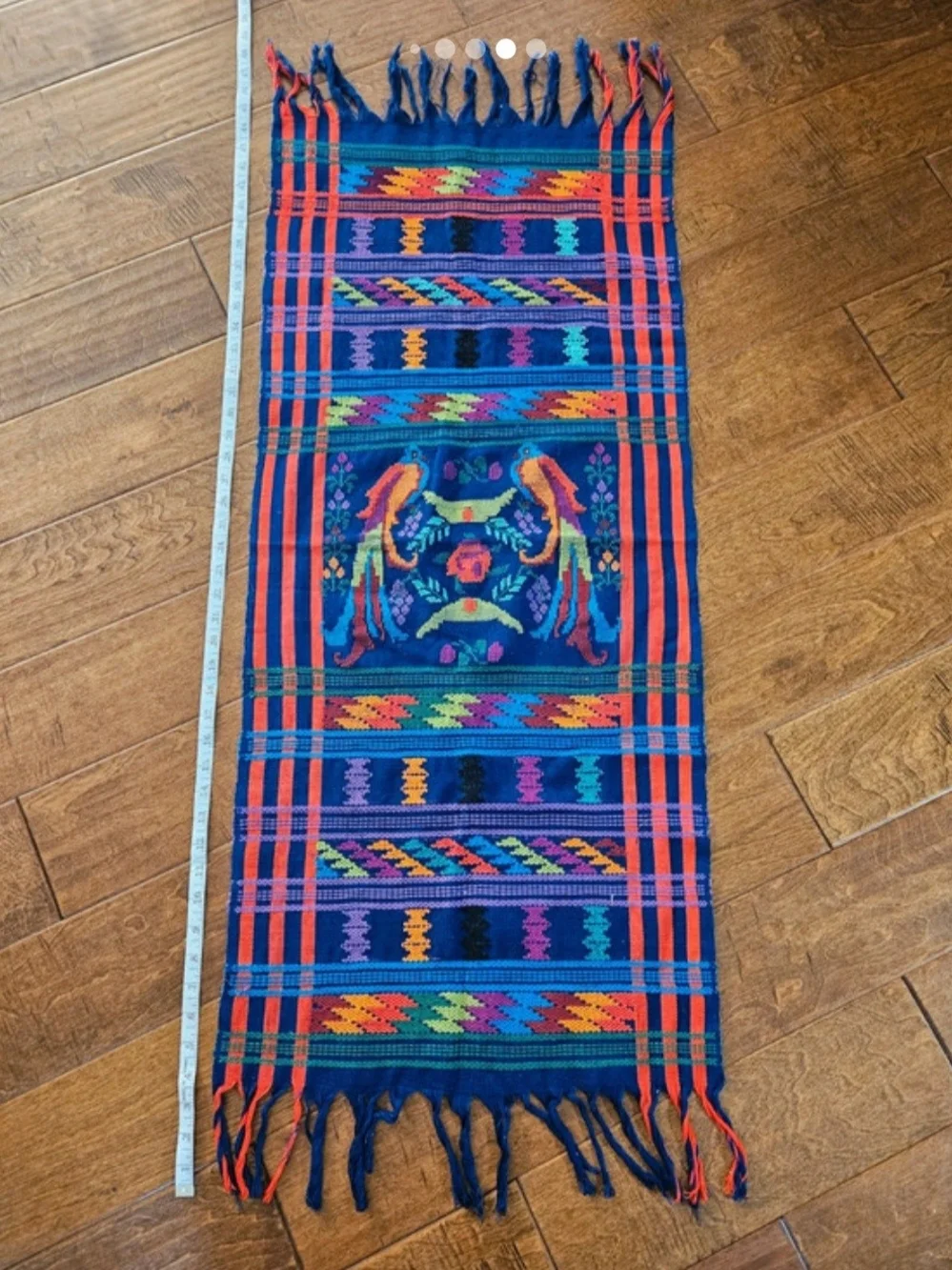 Colorful Parrot Bird Tapestry Panel - Navy and Orange